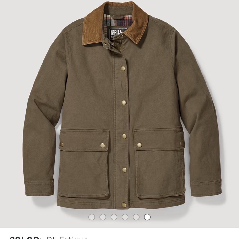 Eddie Bauer Plaid Lined Barn Jacket with Corduroy Collar